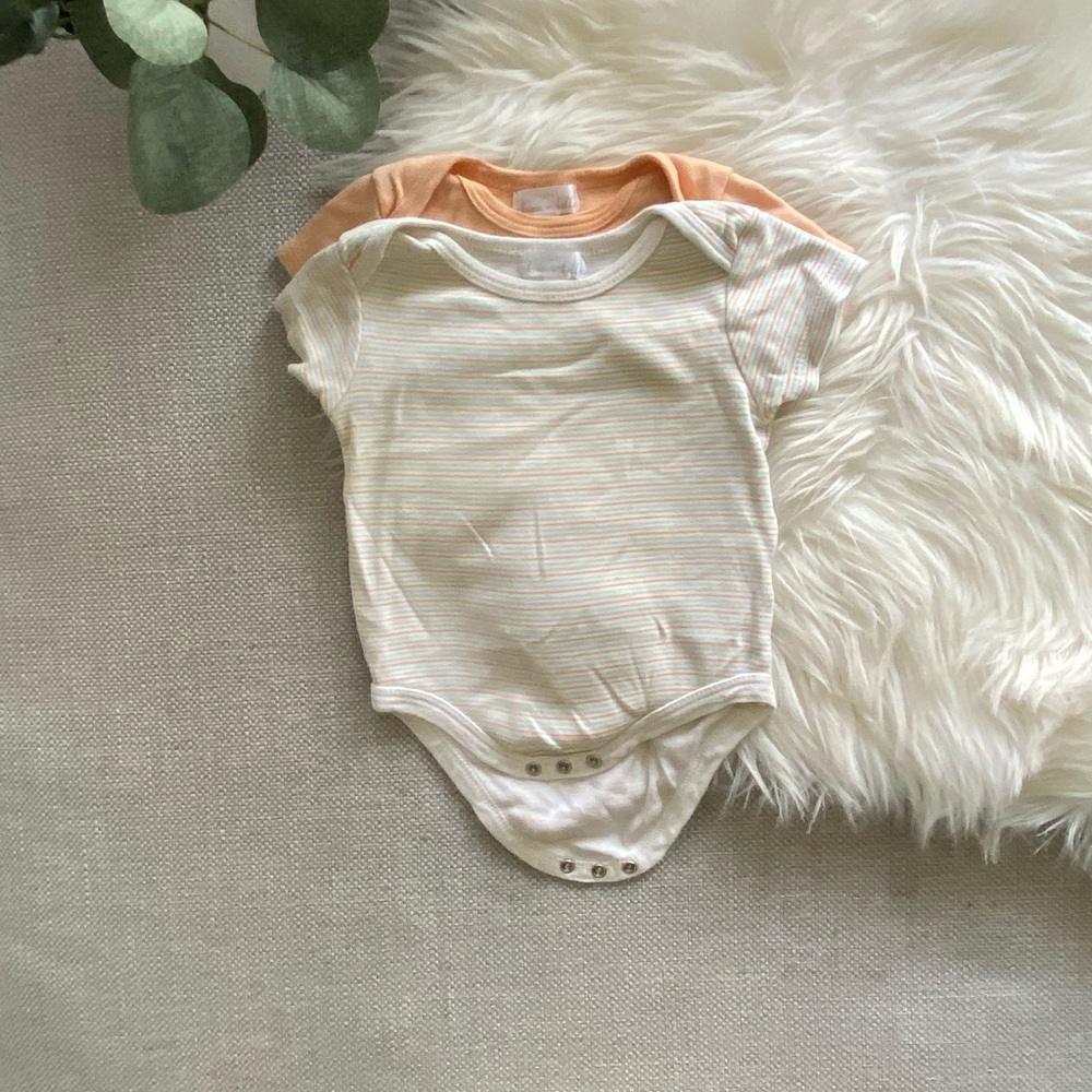 Charming Cream and Orange Striped Kids Bodysuit